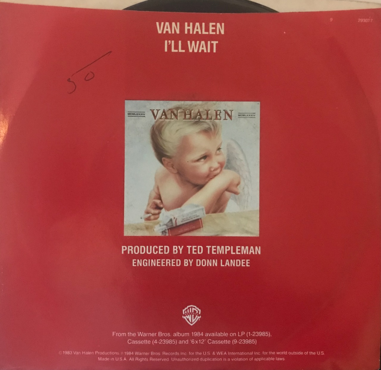 Van Halen – “I’ll Wait” (1984) – 45 Single – 2 Loud 2 Old Music