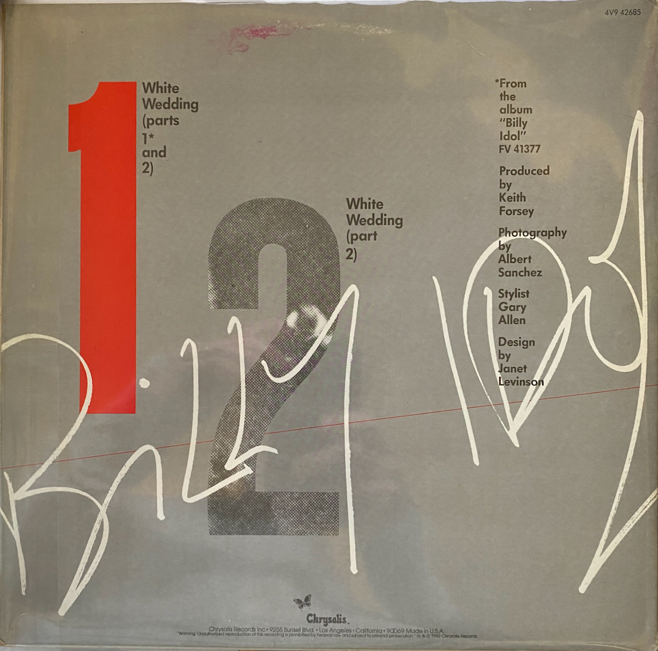 Billy Idol “White Wedding” (1982) 12″ Single (The Billy Idol Series